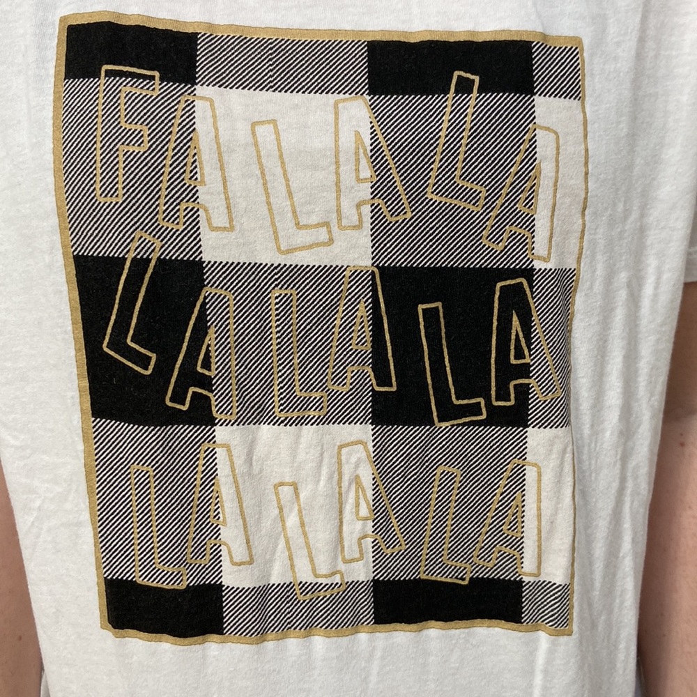 Women’s Old Navy plaid “Fa La …” pajama top and plaid long bottoms. Size M. - Picture 3 of 14